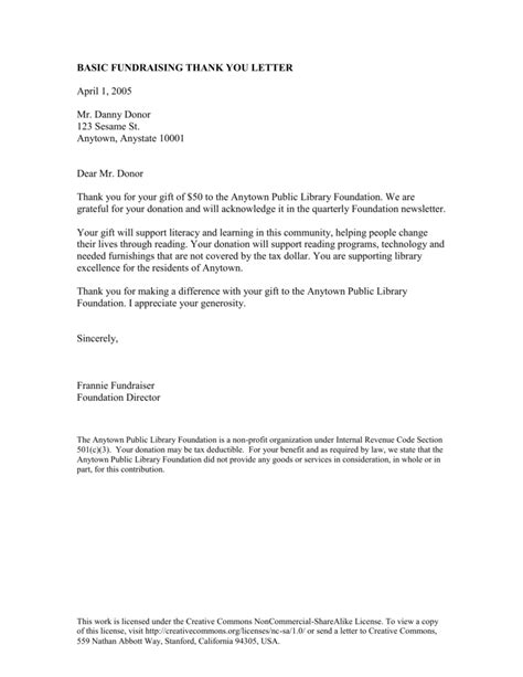 Donation Thank You Letter Template Nonprofit