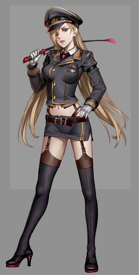 safebooru 1girl as109 belt black legwear blonde hair garter straps gloves grey eyes hand on