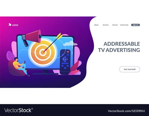 Addressable Tv Advertising Concept Landing Page Vector Image