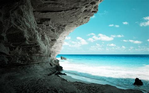 Secret Beach In A Cave Wallpaper Nature And Landscape