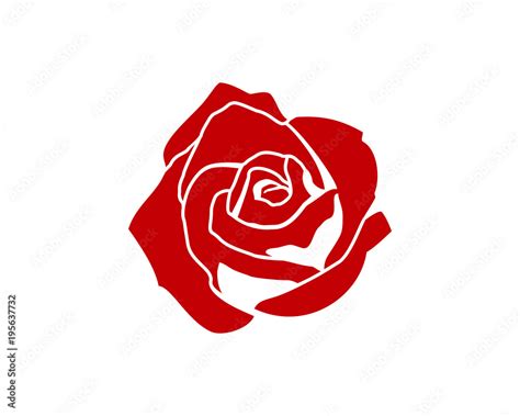 Red Rose Flower Sign Symbol Vector Stock Vector Adobe Stock