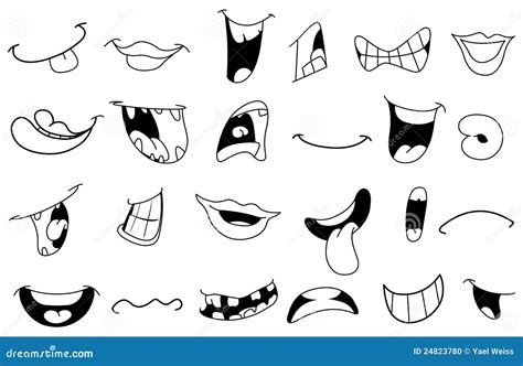 Outlined Cartoon Mouths Stock Vector Illustration Of Black 24823780