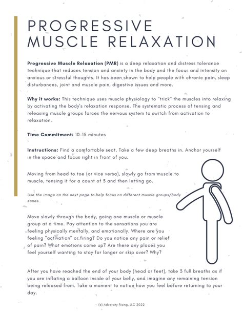Updated Progressive Muscle Relaxation 3 Page Digital Handout For Stress