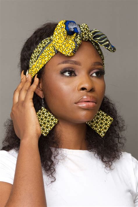 Keta African Print Ankara Tie Front Headband Yellow Naborhi