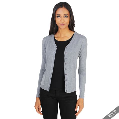 Womens Classic Cashmere Cardigan Soft Knit Button Sweater V Neck Work Cardi Top Ebay