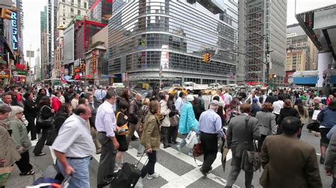 Crowd of people walking crossing street at intersection in New York City 24p ~ Video #11143965