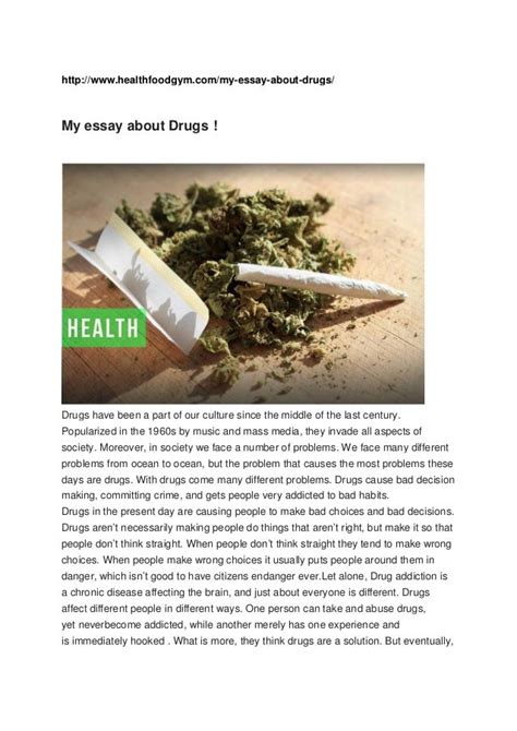 My Essay About Drugs