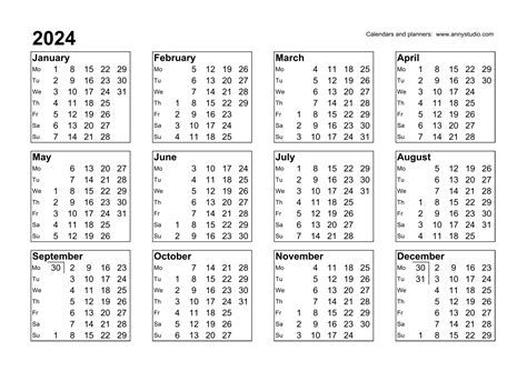 2024 Yearly Calendar With Week Numbers Liza Sheryl