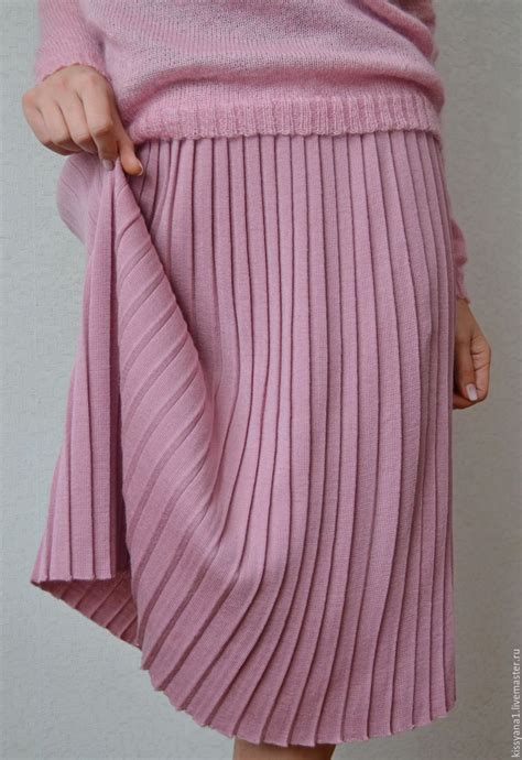 Купить Вязаная юбка плиссе розовый плиссе плиссировка