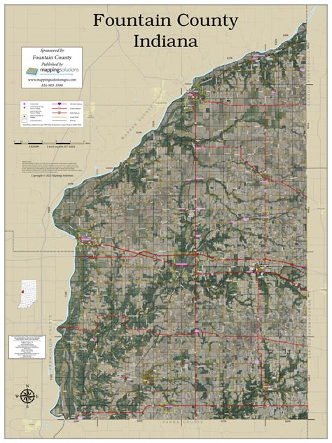 Fountain County Indiana 2022 Aerial Wall Map Mapping Solutions