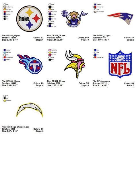 Nfl Logo 3 19 Embroidery Designs Instant Download