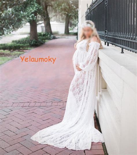 Long Sleeve Photography Maternity Lace Dress Photo Props Woman Pregnant