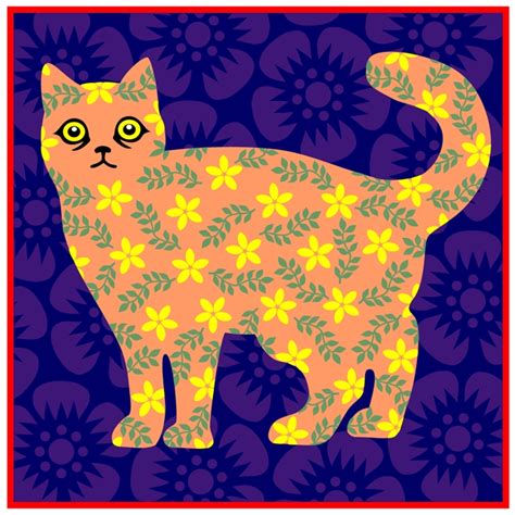 Calico Cat Vector Art Clico Cat Design Calico Cat Illustration Color