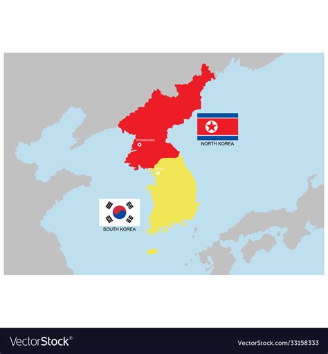 Map South And North Korea Royalty Free Vector Image