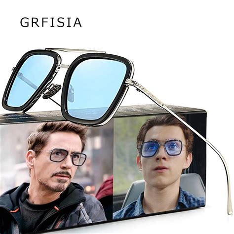 fashion tony stark sunglasses men the avengers 3 iron man square glasses frame spiderman edith
