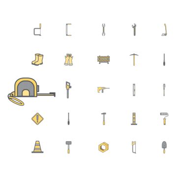 Sticker Construction Tools Icon Set Construction Clipart Tools