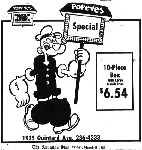 Popeyes Ad Featuring Popeye The Sailor Man From Mar 12 1982 In Spite Of Popular Belief The
