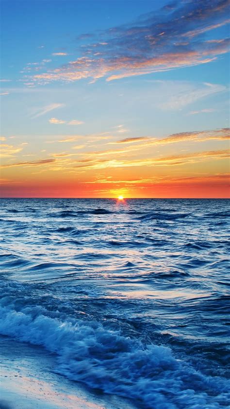 Sea Beach Evening Sun Sunset Wallpaper 1080x1920