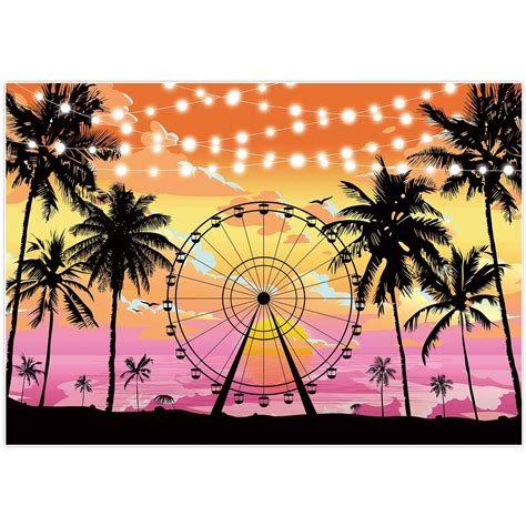 Buy Allenjoy 7x5FT Summer Seaside Ferris Wheel Backdrop Tropical Palm