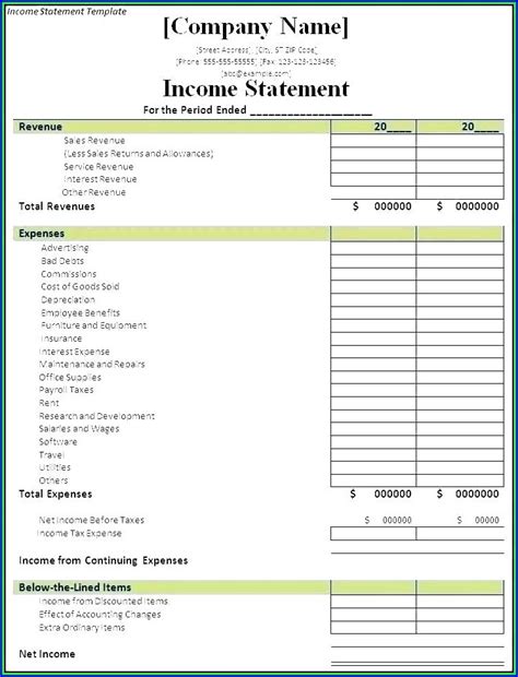 Rental Income Statement Template Excel Templates 2 Resume Examples