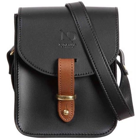 Ndamus London Mini Elizabeth Black Leather Crossbody Satchel Bag