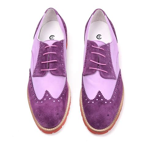 Mens Purple Nabuk And Suede Wingtip Wingtip Mens Dress Shoes