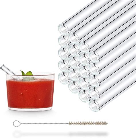 halm glass straws 20 reusable short drinking straws plastic free cleaning brush