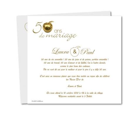Les origines et traditions des fêtes ainsi que des modèles de lettre sont à découvrir sur lemagfemmes. carte invitation anniversaire de mariage 50 ans pomme d or ...