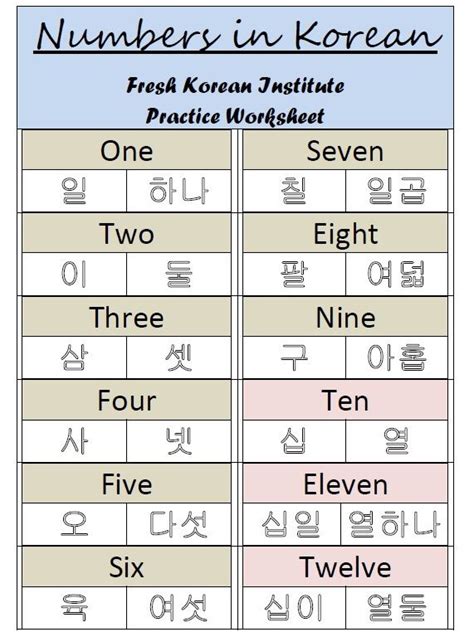 Printable Korean Worksheets For Beginners