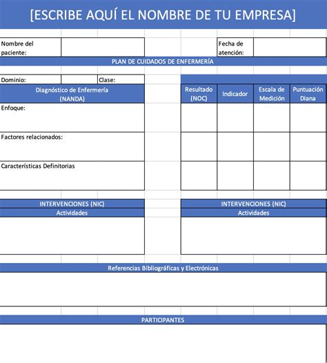 Plan De Cuidados De Enfermer A Ejemplos Formatos Word Excel