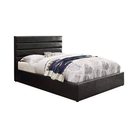 Full Bed In Black Leatherette W Lift Up Storage Aptdeco
