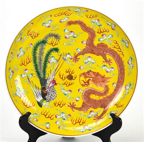 Sold Price Chinese Phoenix And Dragon Porcelain Dish Signed May 6