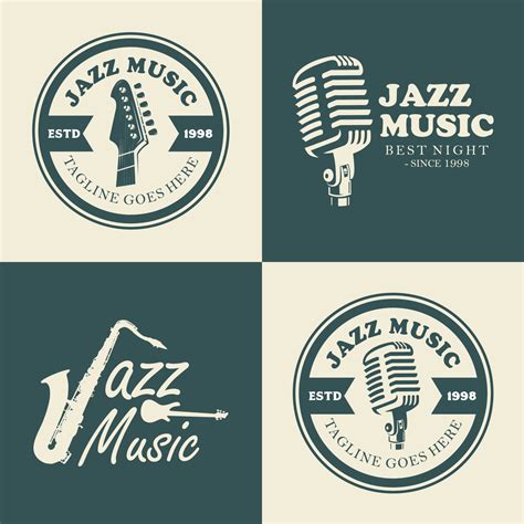 Logotipo De Festa De Música Jazz E Design De Crachá 7993806 Vetor No