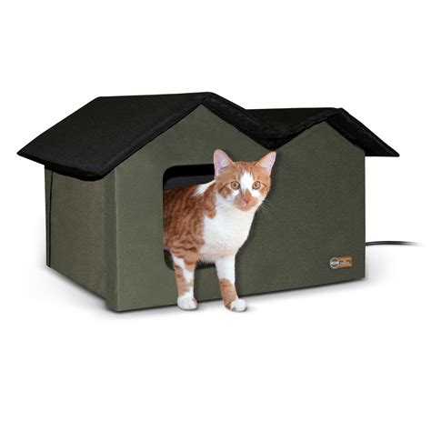 Kandh Pet Products Outdoor Heated Extra Wide Kitty House Cat Heated