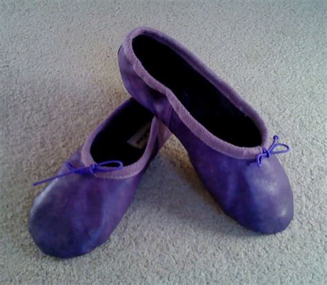 Purple Leather Ballet Shoes Full Sole Adult Sizes Etsy