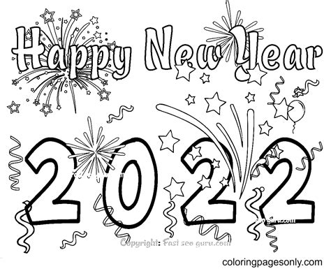 New Year 2022 Coloring Pages Free Printable Coloring Pages