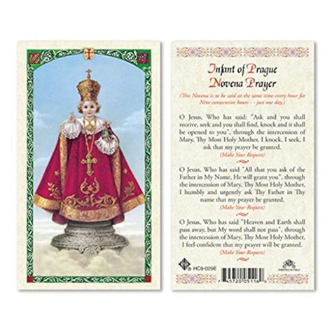 Prayer To Infant Of Prague Novena Laminated Prayer Card