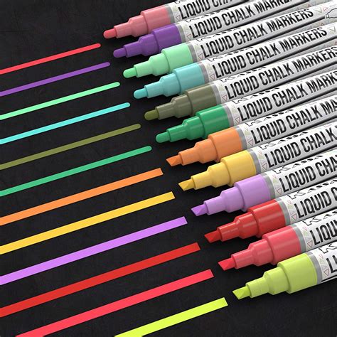 Kassa Pastel Chalk Markers Pack Of 12 Erasable Chalkboard Pens For