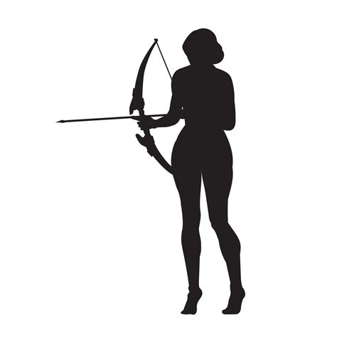 Beautiful Woman Archery Vector Silhouette 13081105 Vector Art At Vecteezy