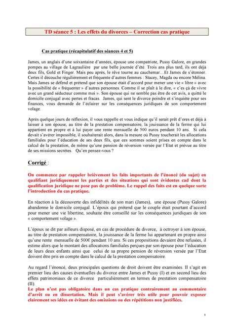 Cas Pratique Droit De La Famille Corrigé Pdf La Galerie