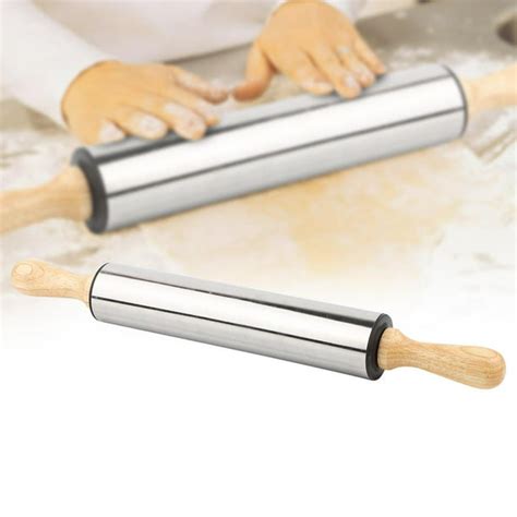 Lyumo 1pc Stainless Steel Non Stick Rolling Pin Bread Cookie Dough
