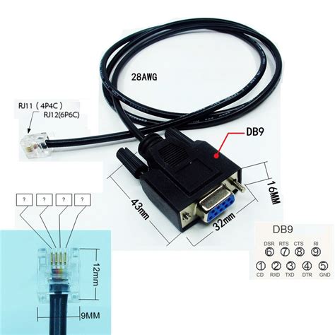 Db9 Female Rs232 Serial Com Port To Rj11 Rj12 Connector Exapansion Cable