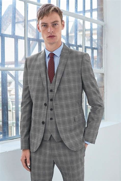 Buy Greyblue Skinny Fit Check Suit Suit Fit Guide Blue Check Suit