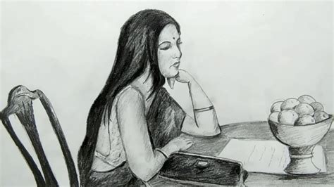 Draw A Girl Sitting Alone Youtube