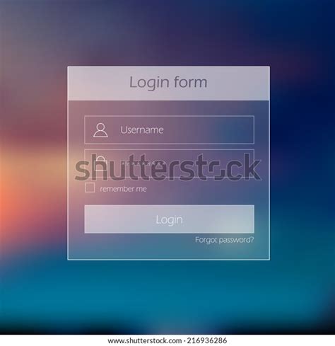 Clean Login Form Design Blurred Background Stock Vector Royalty Free