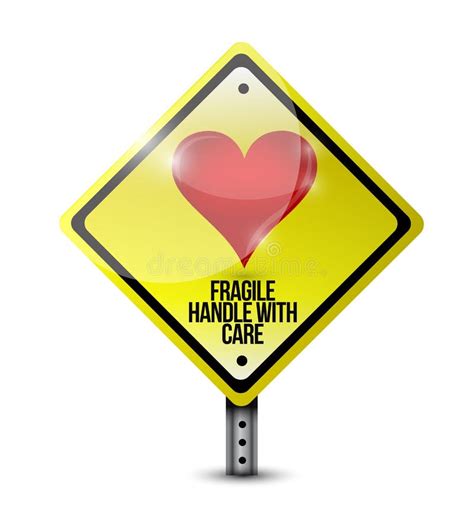 Heart Fragile Handle With Care Sign Illustration Stock Illustration