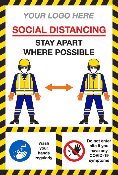 Social Distancing Construction Board Temporary Covid 19 Sign Stocksigns