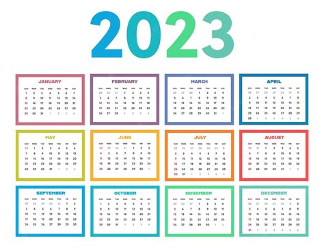 Modello Di Calendario Per Lanno 2023 Vettore Premium