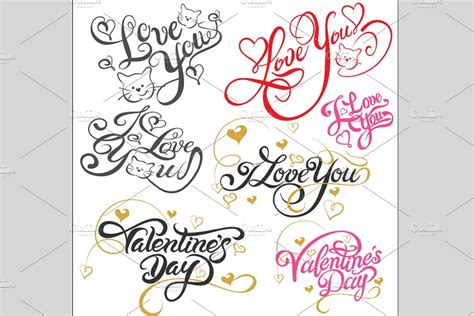 Love You Lettering Design Vector Stunning Script Fonts Creative Market