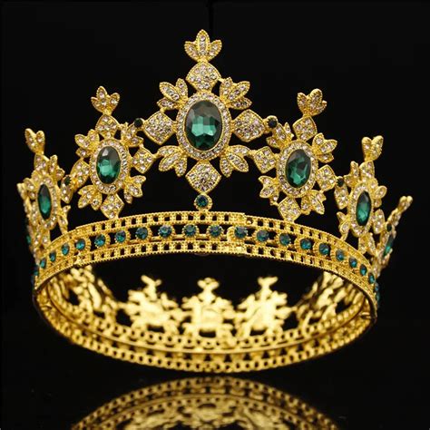 Bride Tiara Crown Wedding Hair Jewelry Gold Rhinestone Tiaras And